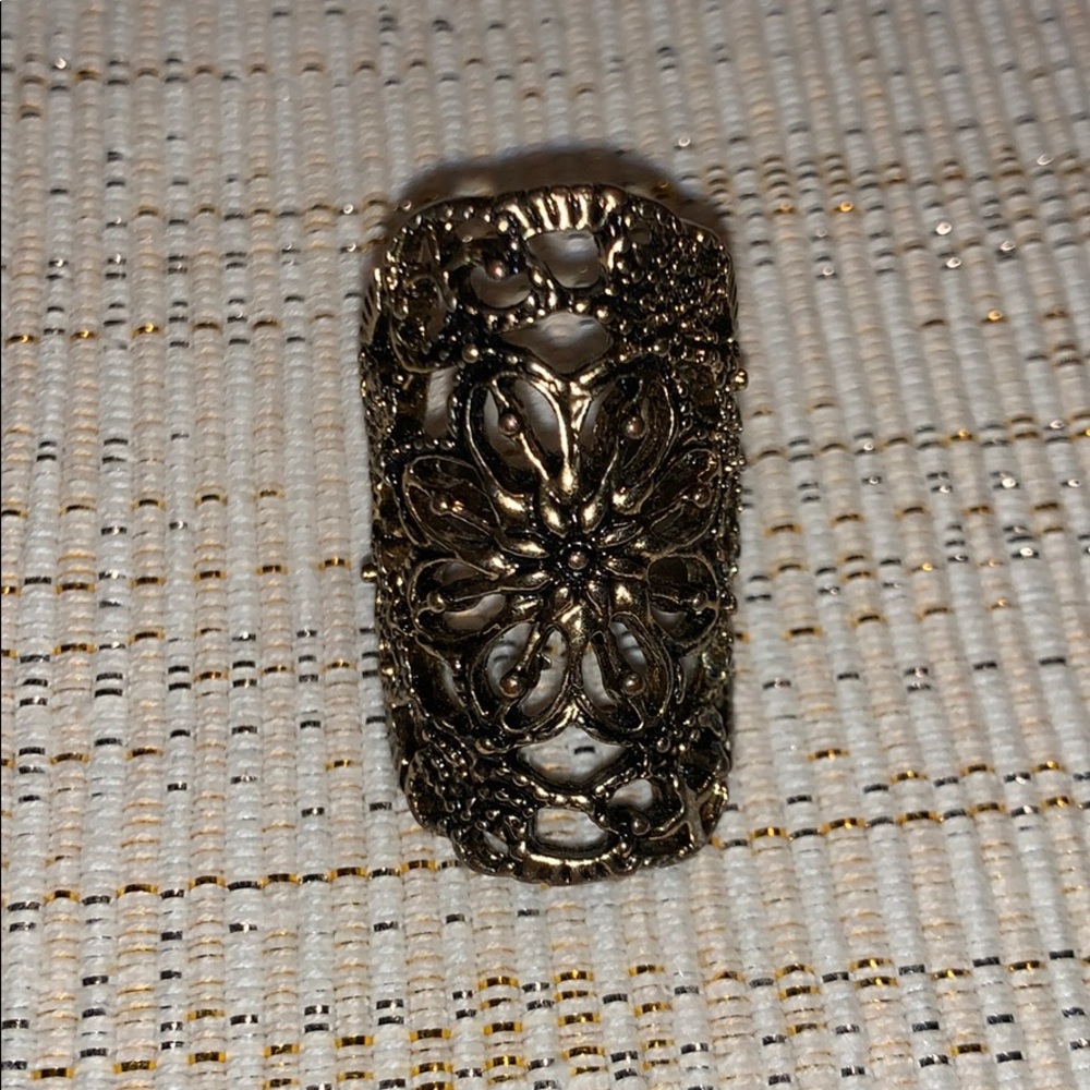 Floral brushed metal ring